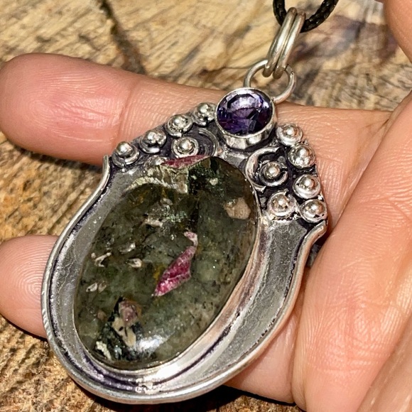 Dark Eudyalite Pendant 2 1/4” - Picture 1 of 13